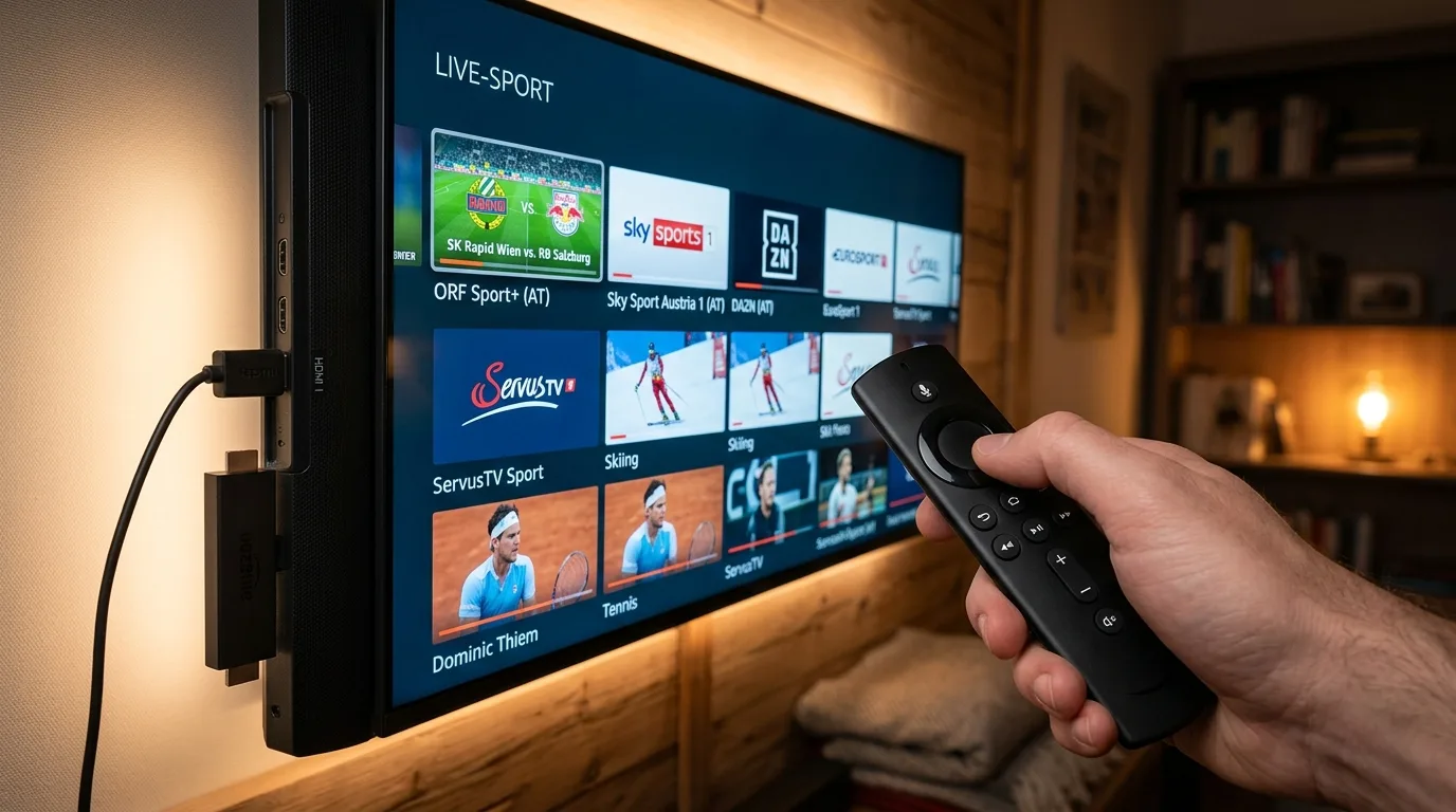 IPTV App auf Amazon Fire TV Stick mit Live-TV-Kanälen und EPG in Österreich, IPTV Anbieter